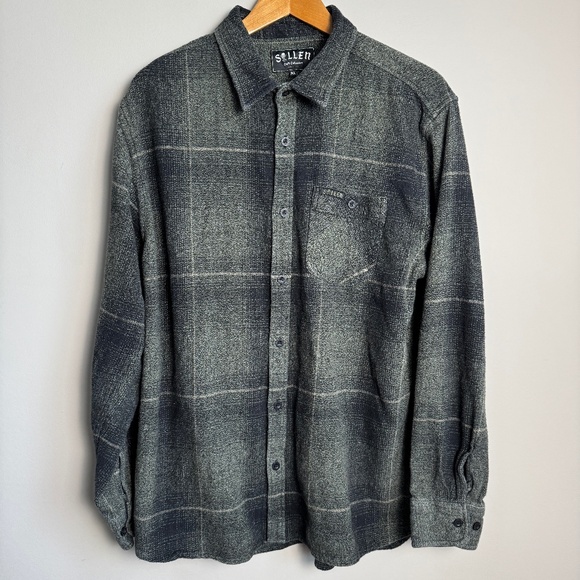 Sullen Craft Collection Mens Flannel Button Up Plaid Shirt Black-Olive XL Pocket - Picture 1 of 14